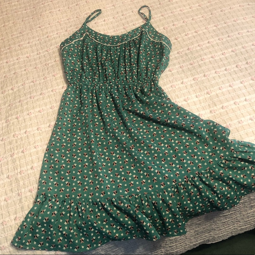 Green Owl Print Sundress